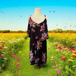 Papermoon Black Pink Casual Midi Sundress